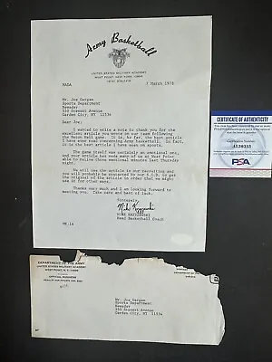 Mike Krzyzewski Army Basketball Signed 1978 Letter To Newsday Duke Auto Psa Coa • $479.99