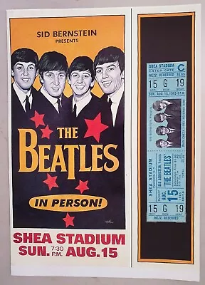 Repro CONCERT TICKET & POSTER : BEATLES 15 August 1965 SHEA STADIUM New York [3] • $24.99