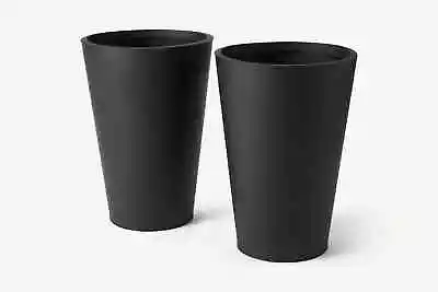 Made.com Razan Set Of 2 Tall Galvanized Conical Planters Black • £69