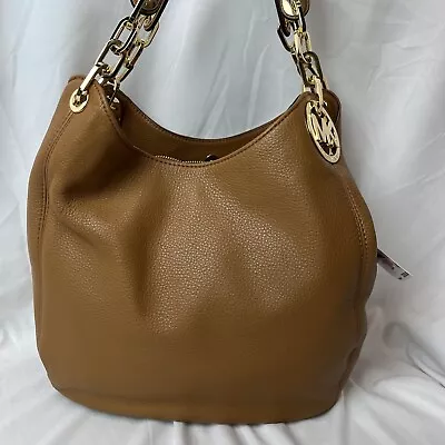 NWT MICHAEL Michael Kors Fulton Large Leather Shoulder Tote Acorn • $199.99