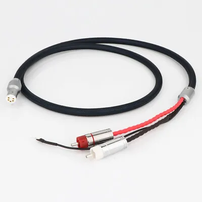 OFC Silver Shield RCA To 5 Pin DIN Audio Phono Tonearm Cable With Ground Wire • $54.60