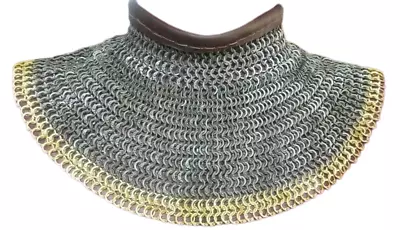 Bishop Mantle Chainmail Collar Flat Ring Dome Riveted Brass Ring Medieval Armour • $90