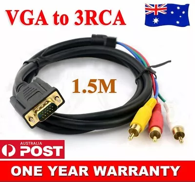 VGA D-sub To 3RCA Composite Converter Cable PC Computer TV-out To TV Cord 1.5M • $10.99
