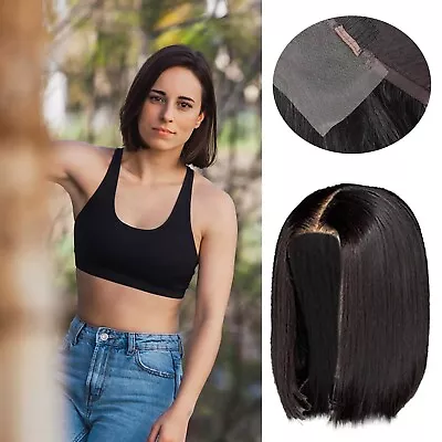 Short Bob Wigs Human Hair Straight Wig Black Lace Front Wigs Human Hair For • $11.59