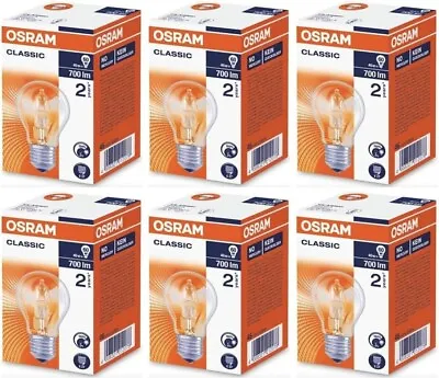 6 Pack Osram 46W=60W(Eqv)EcoSuperstar ES E27 Energy Saving Halogen Light Bulbs • £21.99
