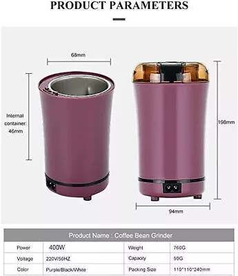 400W Electric Coffee Grinder Grinding Milling Bean-Nut-Spice Matte Blade Blender • £11.59