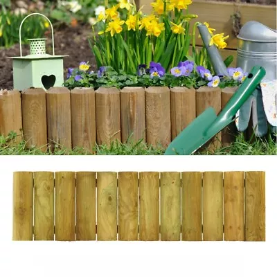 Garden Lawn Wooden Log Edging Roll Border Outdoor Fixed Picket Fence Edge 1.8m • £14.25