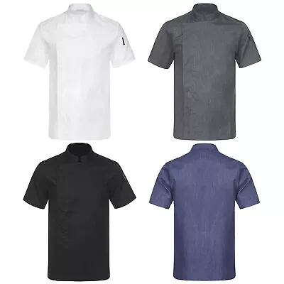 UK Unisex Mens Short Sleeve Chef Coat Chef Jacket Breathable Working Uniform • £7.19