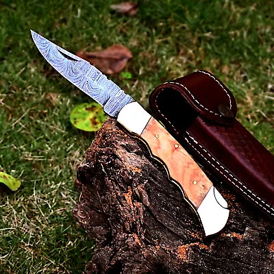 Damascus Steel TACTICAL Folding Blade Pocket Knife Back Lock Survival Edc Knife • $28.95