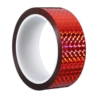 35mmx50m Prism Tape Holographic Reflective Adhesive Craft Wrap Decoration Red • £9.71