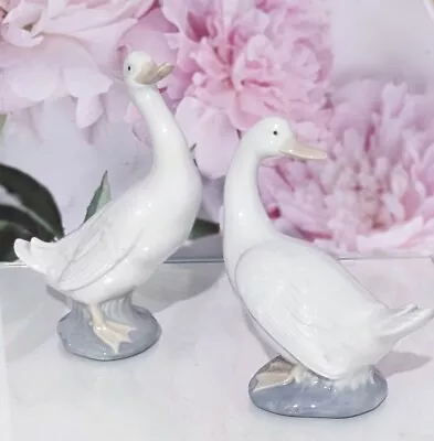 Nao By Lladro Porcelain Pair Geese Ducks Figurines • £12