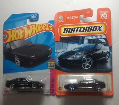 Matchbox 2004 Mazda RX-8 & Hot Wheels 89 Mazda Savanna RX 7 FC35 TURBO II Black • $6.98