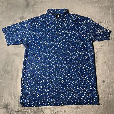 FootJoy FJ Polo Shirt Mens XL Blue Terrazzo All Over Print Miami Lakes Golf Club • $44.88