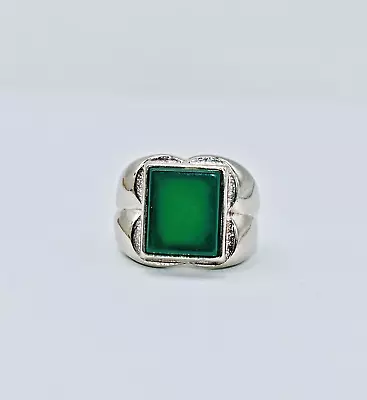 Green Onyx Sterling Silver Gent's Ring Size 8 • £67.56