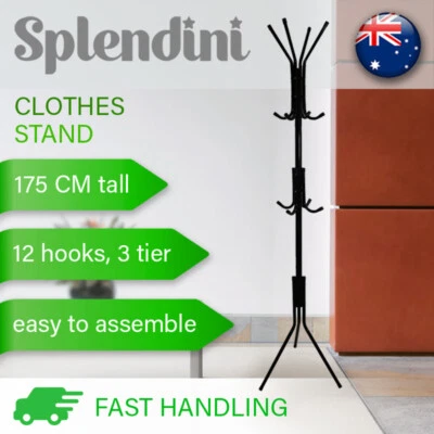 $19.99 • Buy 12 Hook 3 Tier Hat Clothes Rack Umbrella Coat Stand Tree Style Metal Hanger New