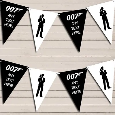 James Bond Black & White Birthday Bunting Garland Party Banner • £8.49