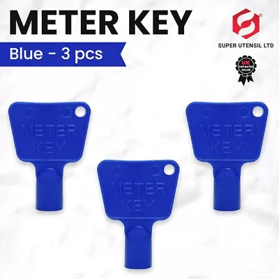 £2.99 • Buy 3x Blue Service Utility Meter Key Gas Electric Box Cupboard Cabinet Triangle DIY