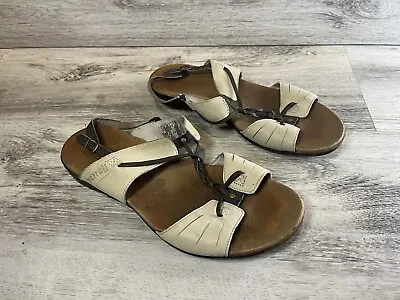 Merrell Micca Sandals Shoes Womens 8 Sliver Lining Ivory Leather Slingback • $24.95