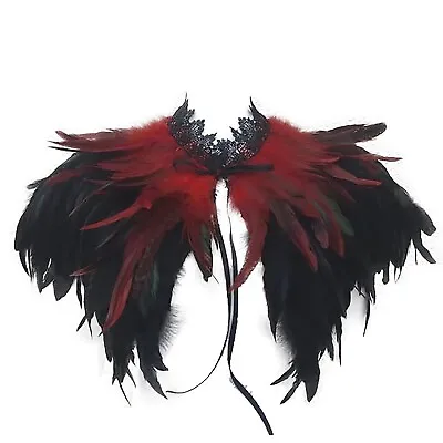 Unisex Lace Collar Handmade Feathers Cape Fashion Feather Shawl Theme Party • $10.44