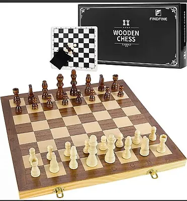NEW FINDFINE 15'' Magnetic Wooden Chess Set Hand-Made Portable Travel Puzzle Ch • $31.99