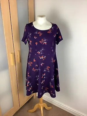 Purple Butterfly Dress UK Size 14 By Together • £8