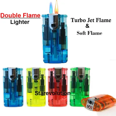 £2.99 • Buy Jet Lighters Wind Proof Turbo Jet Flame & Soft Flame Gas Lighters Double Flame