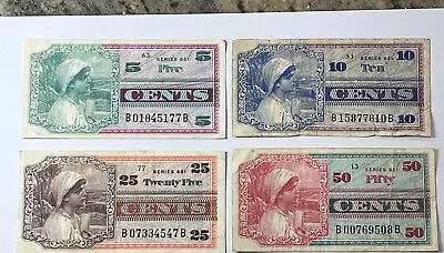 Lot Of 4 Notes Series 661 Military Payment Certificates MPC 5c 10c 25c 50 Cents • $10.50