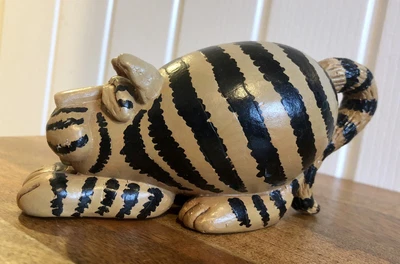 £10 • Buy Vicki Thomas Gourd Seed Pod Ginger Stripe Cat Painted Figure 1998 Enesco Vintage