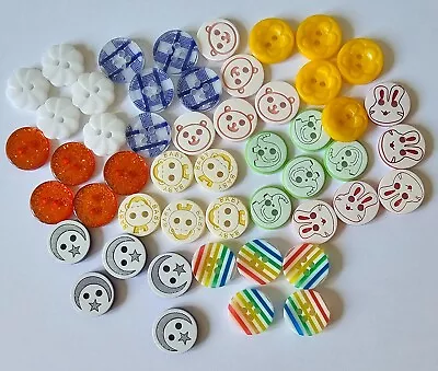 Job Lot Of 50 Assorted Resin Buttons All Size 13mm - Rabbit Teddy Baby Etc • £3.95