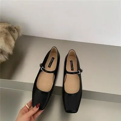 Womens Ballet Shoes Fashion Dance Flats Square Toe Buckle Strap Loafer • $23.99