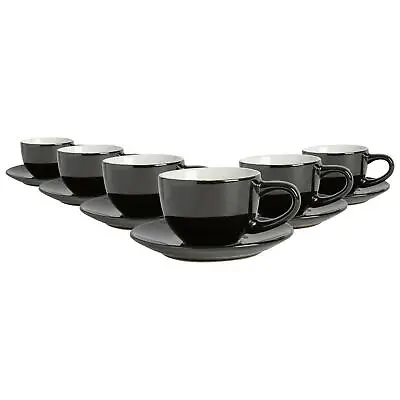 £19.99 • Buy 12 Piece Espresso Cup & Saucer Set Porcelain Coffee Cafe Cups 90ml Black