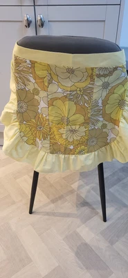 £24.99 • Buy RETRO VINTAGE 50s STYLE HALF APRON / PINNY - Yellow With FLORAL TRIM