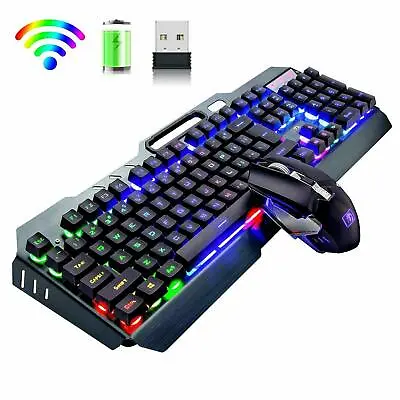 $29.99 • Buy 104 Keys 2.4G Wireless Gaming Keyboard And Mouse Set Rechargeable Metal Panel