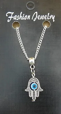 Hamsa Turkish Evil Eye Pendant & 18  Or 24 Inch Necklace & Charm Hand Of Fatima  • £4.49