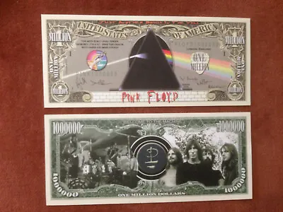 Two Pink Floyd One Million Dollars Doublesided Novelty Banknotes. • £1.95