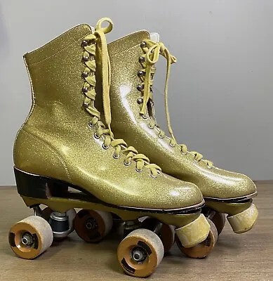 Vintage 70’s Gold Roller Skates Disco Awesome Sears Roebuck And Company Size 9 • $75