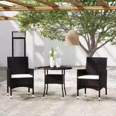 3 Piece Garden Dining Set Poly Rattan Black Z0Q4 • $595.43