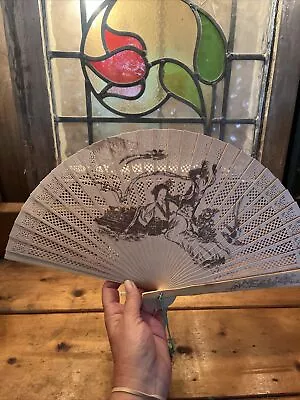 Chinese Wooden Folding Fan Handheld Scented Personalized Wooden. Woman & Child • $21