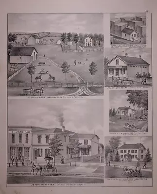 1879 Print WASHINGTON ILLINOIS ~ JOSEPH PORTMAN'S BILLIARD HALL & HOTEL -#621 • $36.55