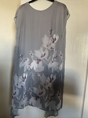 £24.90 • Buy New John Rocha Rjr Grey Layered Floral Chiffon Overlay Midi Dress Size 14