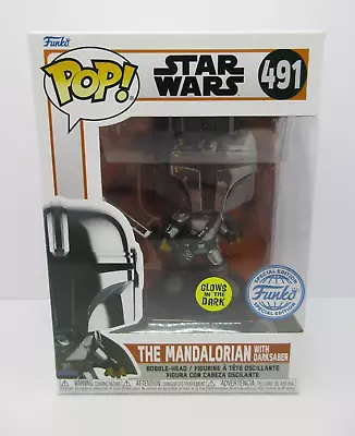 Star Wars Funko Pop Vinyl Figure The Mandalorian No. 491 Glow DarkSaber • $29.38