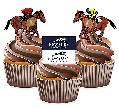 Horse Racing Newbury Racecourse - 12 Edible Cup Cake Toppers Cake Decorations • £3.99