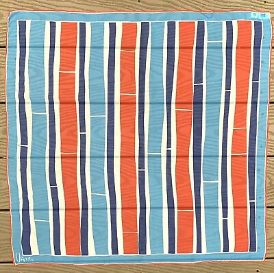 VERA NEUMANN Vintage Silk Scarf Sheer Hand Rolled Striped Design 25x25 • $11