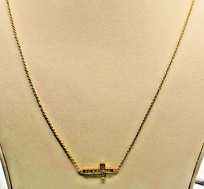 Vintage Gold Tone Premier Designs Pave Cross Necklace • $9.99