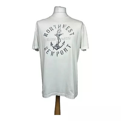 £7.99 • Buy Tom Tailor Anchor T-Shirt L White Navy Spellout Northwest Newport Short Sleeve