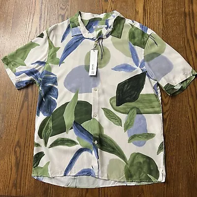Zara Shirt Mens  Short Sleeve XL Viscose Hawaiian Beach Vacation Camp NWT • $28.95