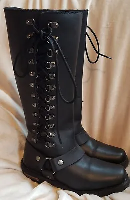 Milwaukee Leather Women's 14  Full Lacing Classic Harness Boots Size 8-Black • $64