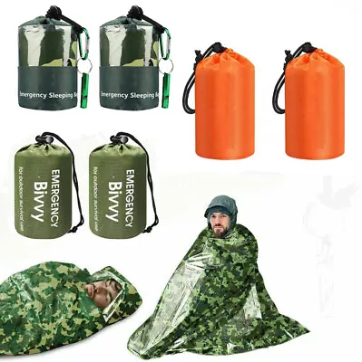 2/4 Emergency Sleeping Bag Survival Thermal Blanket Bivy Sack Waterproof Outdoor • $14.99