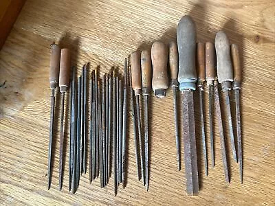 30x Vintage Needle Files Handles Mixed Flat And Shaped • £4.99