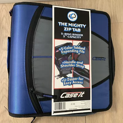 Case It The Mighty Zip Tab 3-Ring Binder 3” Capacity Blue BRAND NEW BARGAIN BUY • $19.49